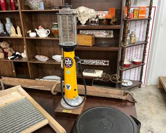 1920's Atlantic White Flash Plus Gasoline Pump Dispenser