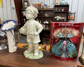 Garden Statue & 1995 Happy Holiday Barbie