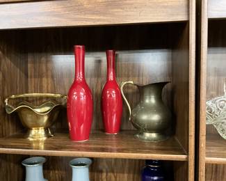 Brass Basket - Sullivans Red Vases - Brass Pitcher