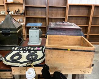 Route 66 Wood Sign & Wooden Crate