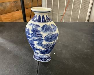 Blue & White Formalities by Baum Bros Porcelain Vase 