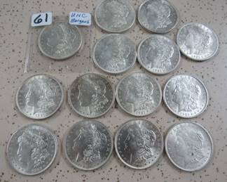 UNC. Morgan Silver Dollars
