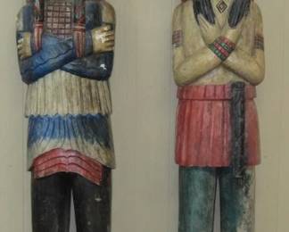 7' Tall Wooden Cigar Indian Statues