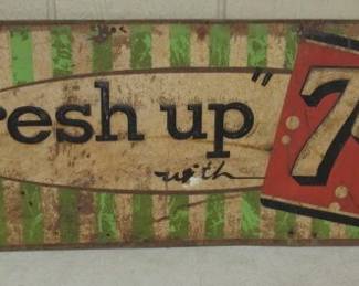 Antique Tin Embossed 7 up Sign