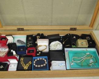 Showcase of Jewelry - Some Sterling, Gold Filled, Pearls, & Costume