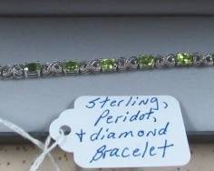 Sterling, Peridot & Diamond Bracelet