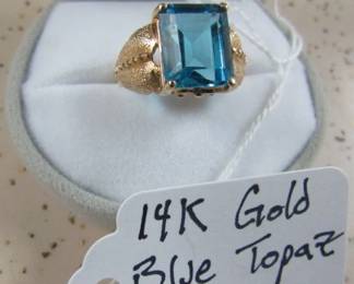 14K Blue Topaz Ring