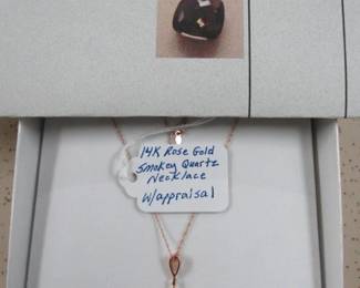 14K Rose Gold Smokey Quartz Necklace