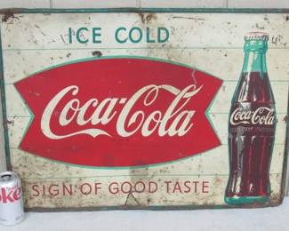 Antique Metal Coke Fishtail Sign