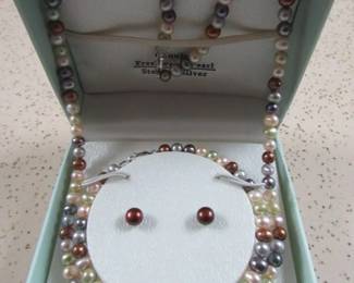 Pearl Necklace & Earrings
