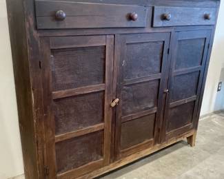 Large 3 Door Punch Tin Pie Cupboard