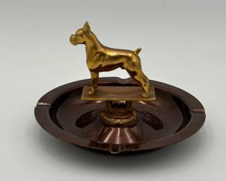 Mid Centure Boxer Dog Metal Ash Tray