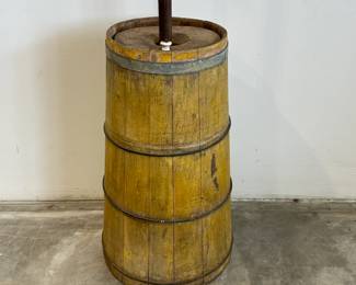 Wooden Staved Butter Churn in Old Mustard Paint