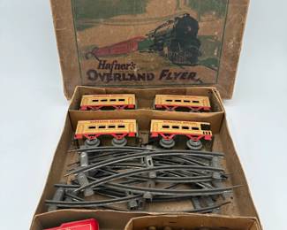 Hafner's Overland Tin Wind Up Train Set in Orig. Box