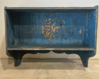 Wooden Wall Shelf in Old Blue Paint