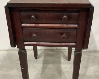 Mahogany 2 Drawer Drop Leaf Stand Table