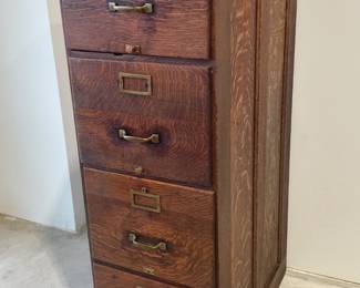 Oak 4 Drawer File Gabinet "Sabbath Desk Co. Chicago IL"