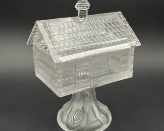 EAPG Central Glass Log Cabin Compote