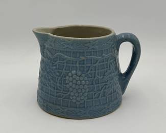 Blue Stoneware Grape & Lattice Pitcher