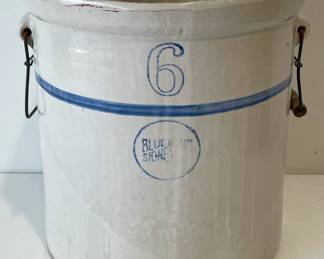 6 Gallon Blue Band Stoneware Crock