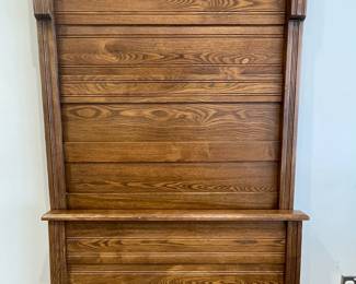 High Back Oak Twin Bed with Metal Rails