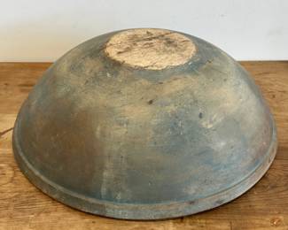 Large Round Wooden Dough Bowl in Old Paint