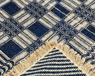 Blue & White Coverlet, 2 Part Loom Made