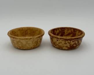 2 Small Yellow Spongeware Bowls