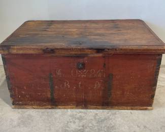 Dated 1847 Immigrants Trunk in Old Red