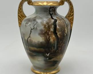 Hand Painted Nippon Scenic Vase