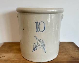 Blue Decorated 10 Gallon Stoneware Crock