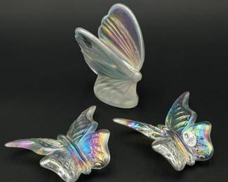3 Fenton Iridescent Glass Butterflies