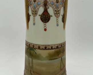 Tall Hand Painted Nippon Scenic Vase
