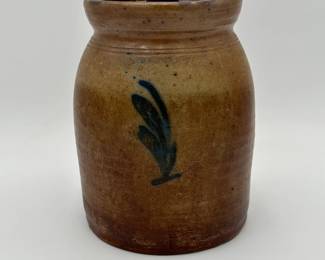 Blue Decorated Stoneware Crock with Lid