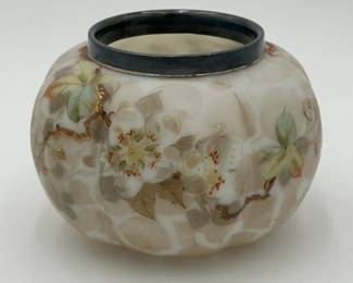 Crown Milano Floral Decorated Bowl with Collar, By Mt. Washington Glass Co. 1890-1894