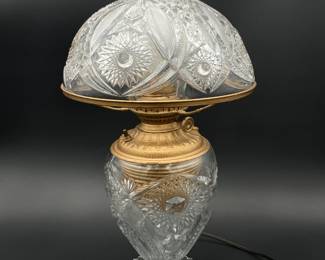 EAPG L. E. Smith "Hobstar and Arches" Electrified Oil Lamp