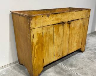 Dry Sink in Old Mustard Paint with Plank Doors
