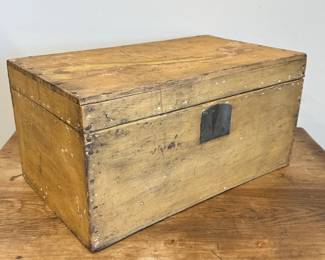Small Wooden Trunk in Old Mustard Paint