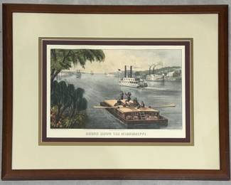 "Bound Down the Mississippi" Framed Currier & Ives Print