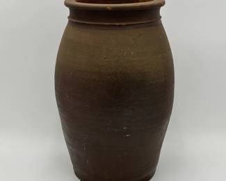 Large Early Redware Ovoid Crock