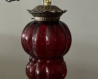 Ruby Crackle Glass Foyer/ Swag Lamp