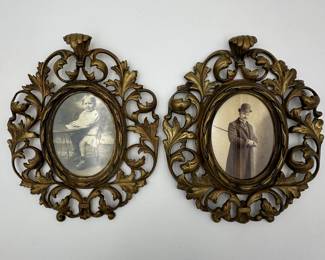 2 Orante Brass Picture Frames, Dated 1894