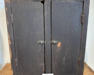Primitive 2 Door Cabinet in Old Black Paint