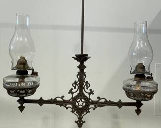 Iron Hanging Double Arm Oil Lamps