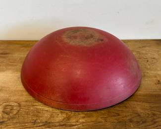 Large Round Wooden Dough Bowl in Old Red Paint