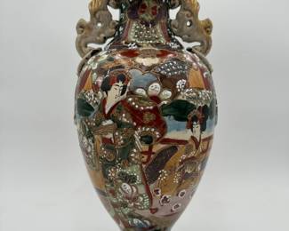 Tall Satsuma Japanese Moriage Vase