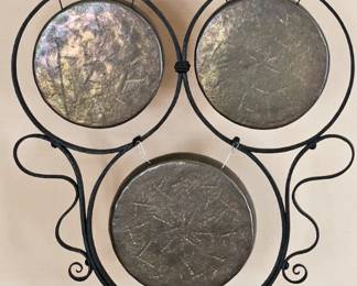 Arts & Crafts giant gong, wrought iron & brass