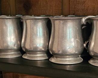 Set of Pewter Tavern Mugs