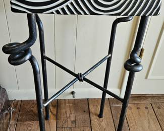 Larry Halvorsen (20th /21st Century): Ceramic Tile-Top Iron Side Table
