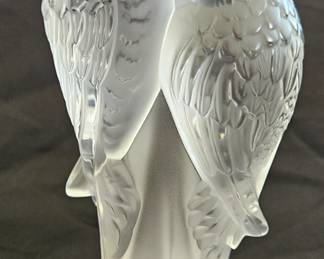 1980s Lalique  2 Parakeets 8"  Figurine